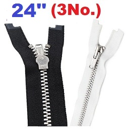 YKK #3 Aluminium (Silver) Metal 24'' Zipper, Open End