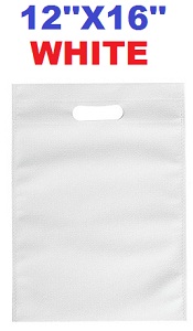 (WHITE) Non Woven Cloth Carry Bage D Cut (12X16) Inch
